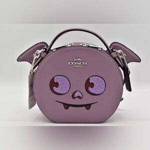 COACH Halloween Bat Canteen Crossbody Bag Purple Glitter Rare NWT